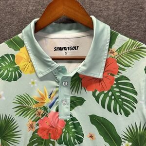Shank It Golf Polo Shirt Mens Small Floral Hawaiian Performance Stretch